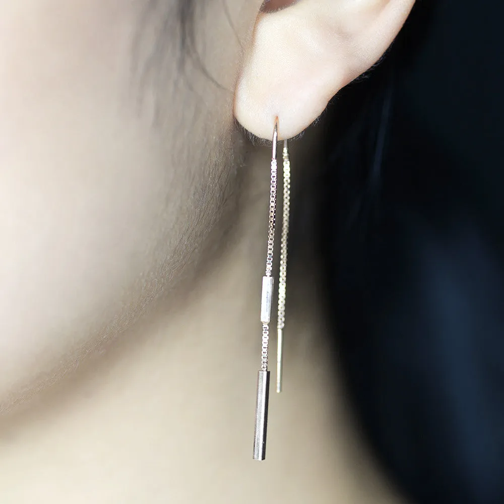 Bar thread Earrings - Silver