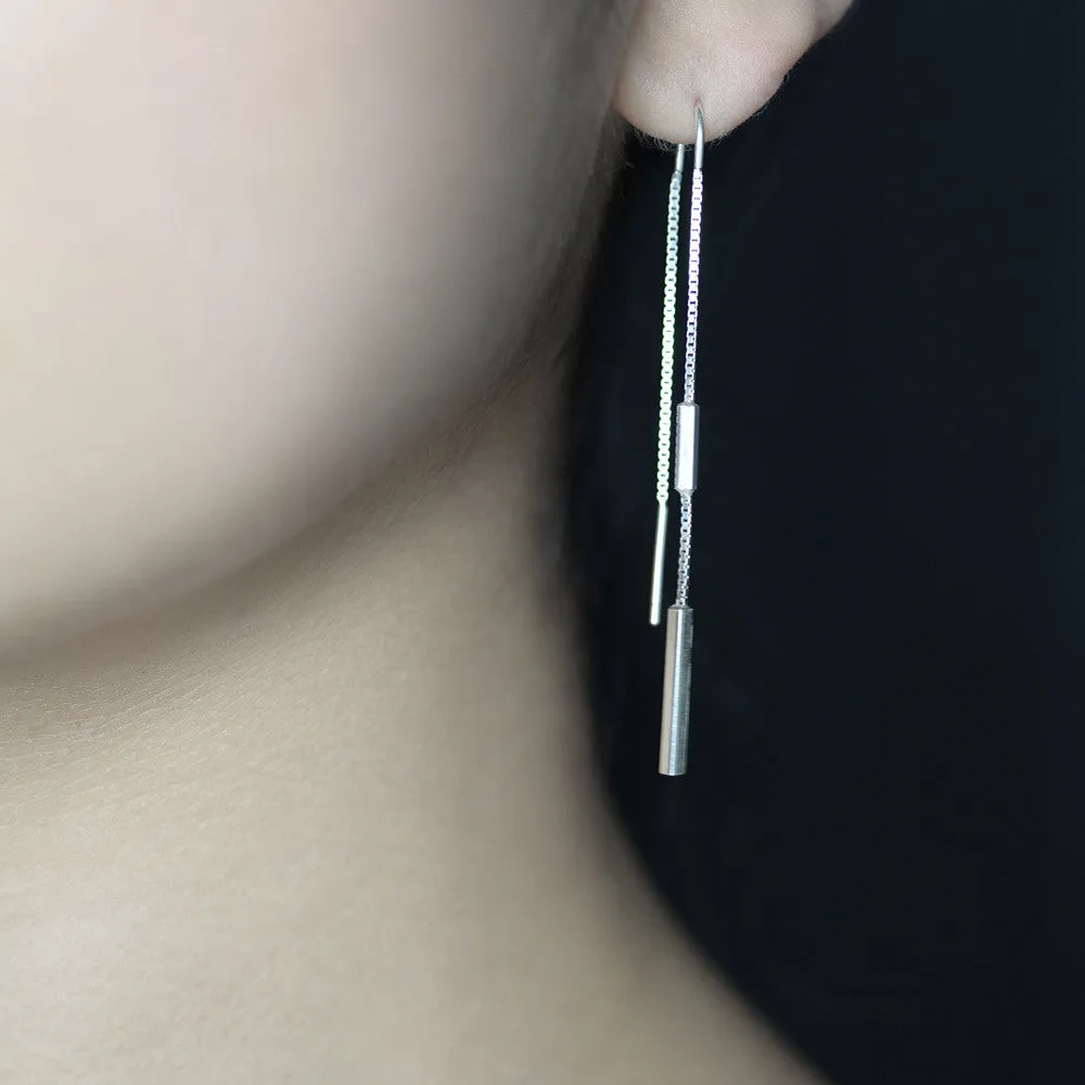 Bar thread Earrings - Silver