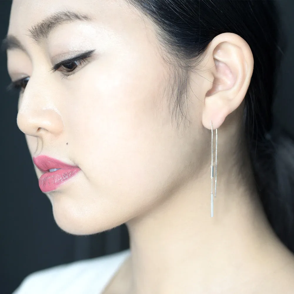 Bar thread Earrings - Silver