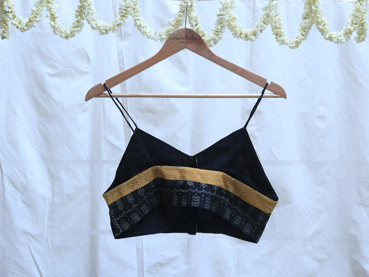 Black, Cotton, Embroidery Bralette