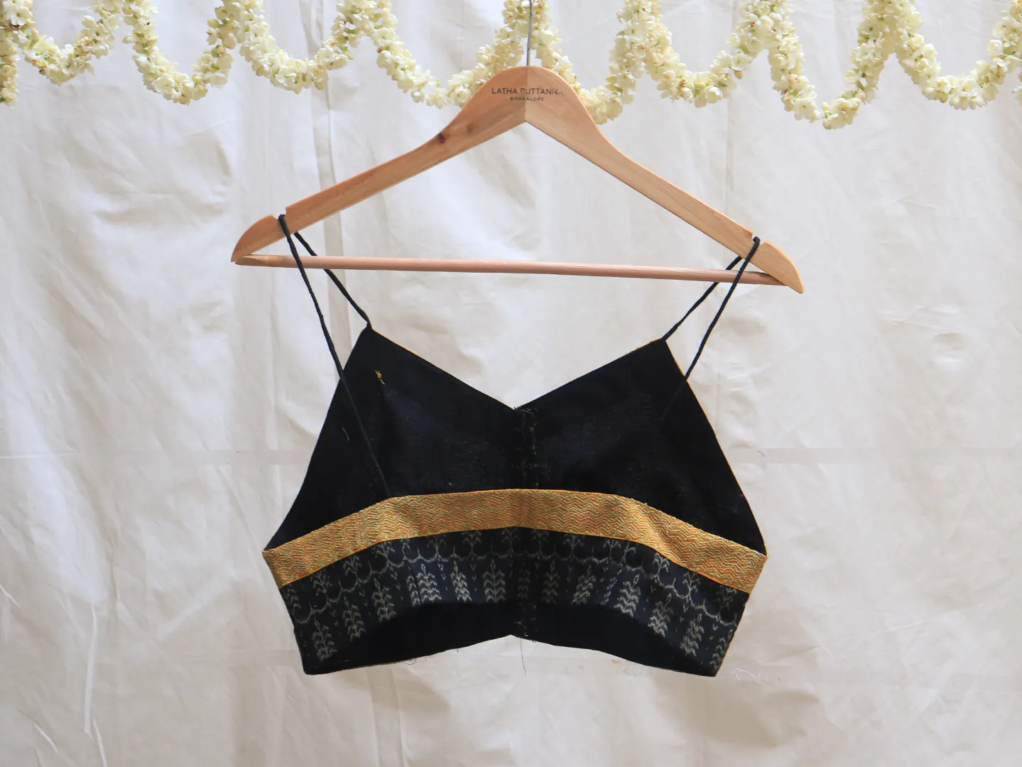 Black, cotton, Embroidery bralette