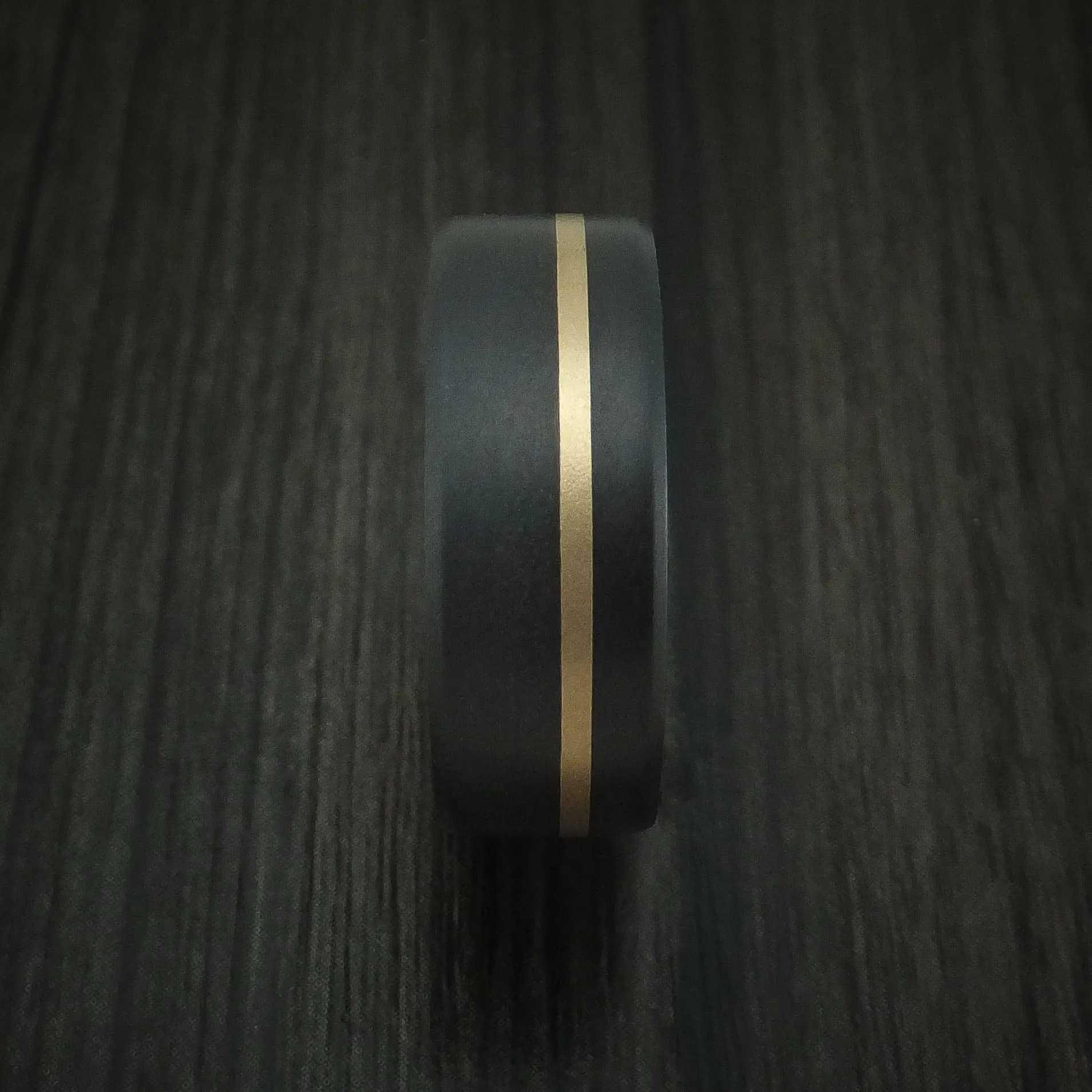 Black Titanium and 14K Yellow Gold Band Custom Made Men's Ring