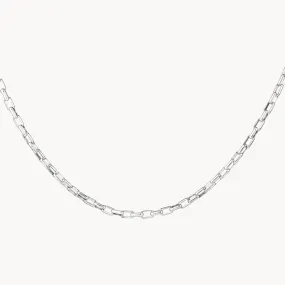 Box Paperclip Chain Necklace in Silver