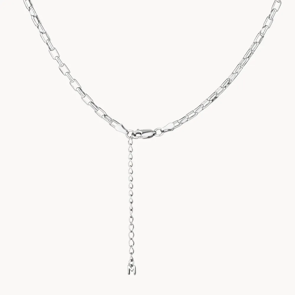 Box Paperclip Chain Necklace in Silver