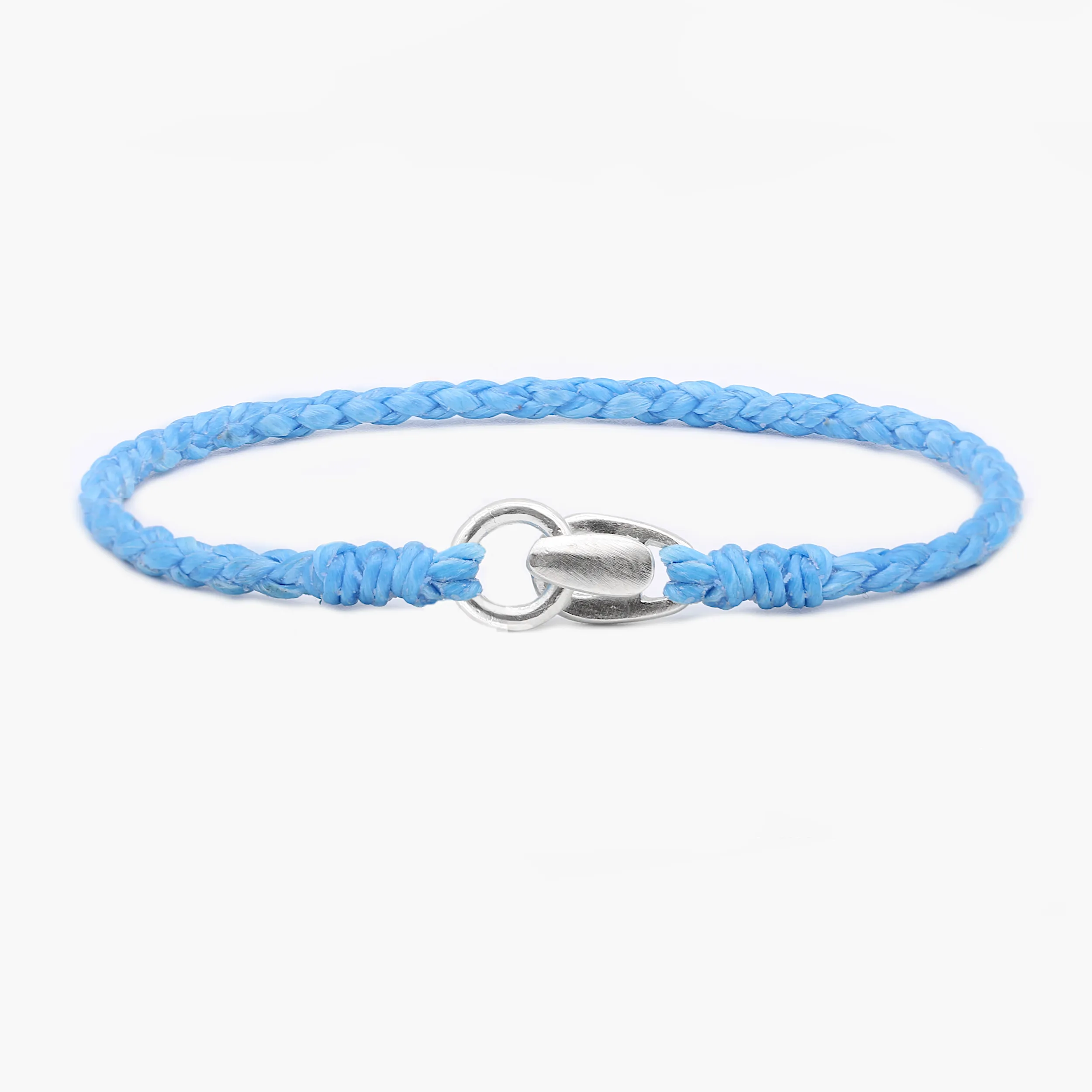 Braided "Antibes" Bracelet With Silver Clasp (Light Blue)