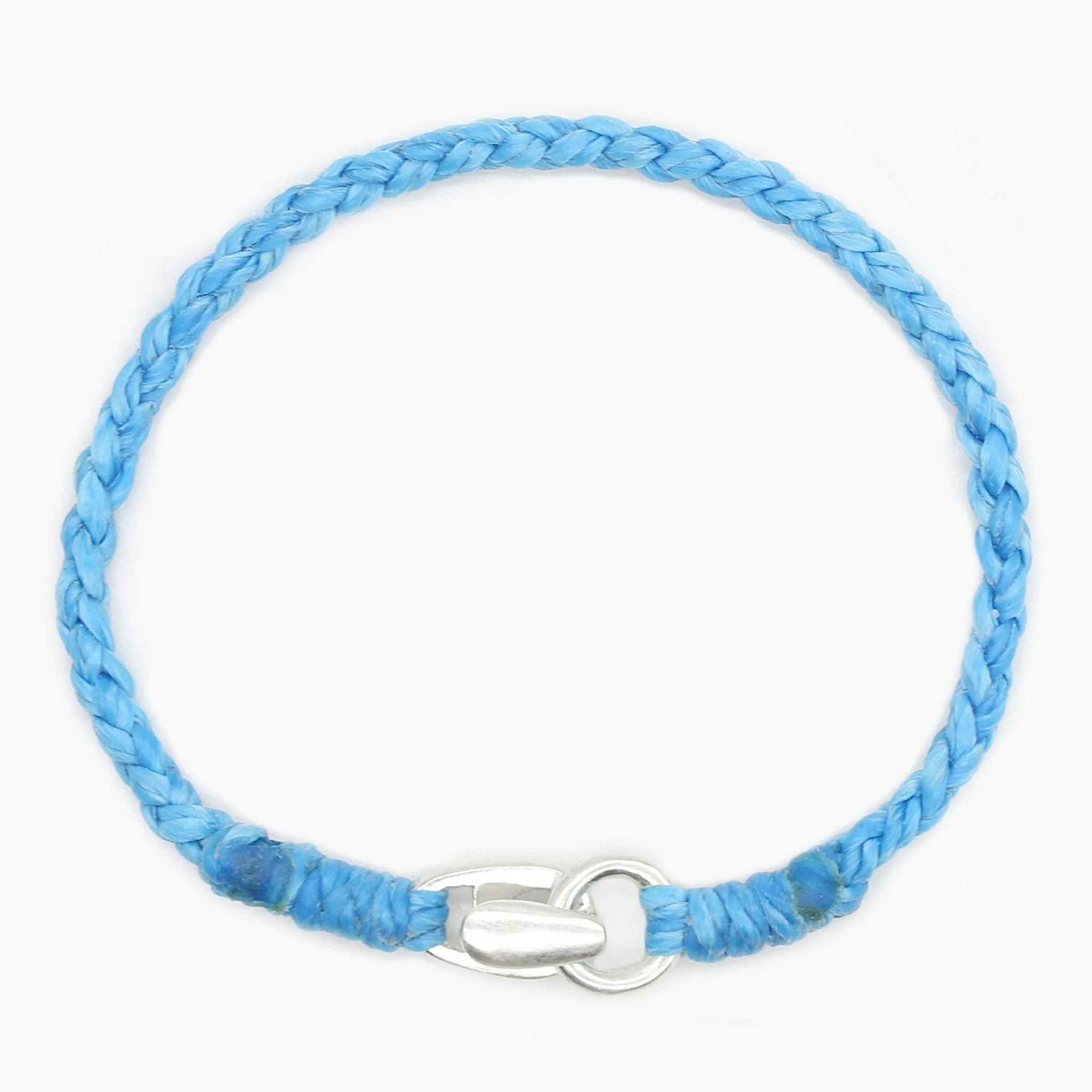 Braided "Antibes" Bracelet With Silver Clasp (Light Blue)