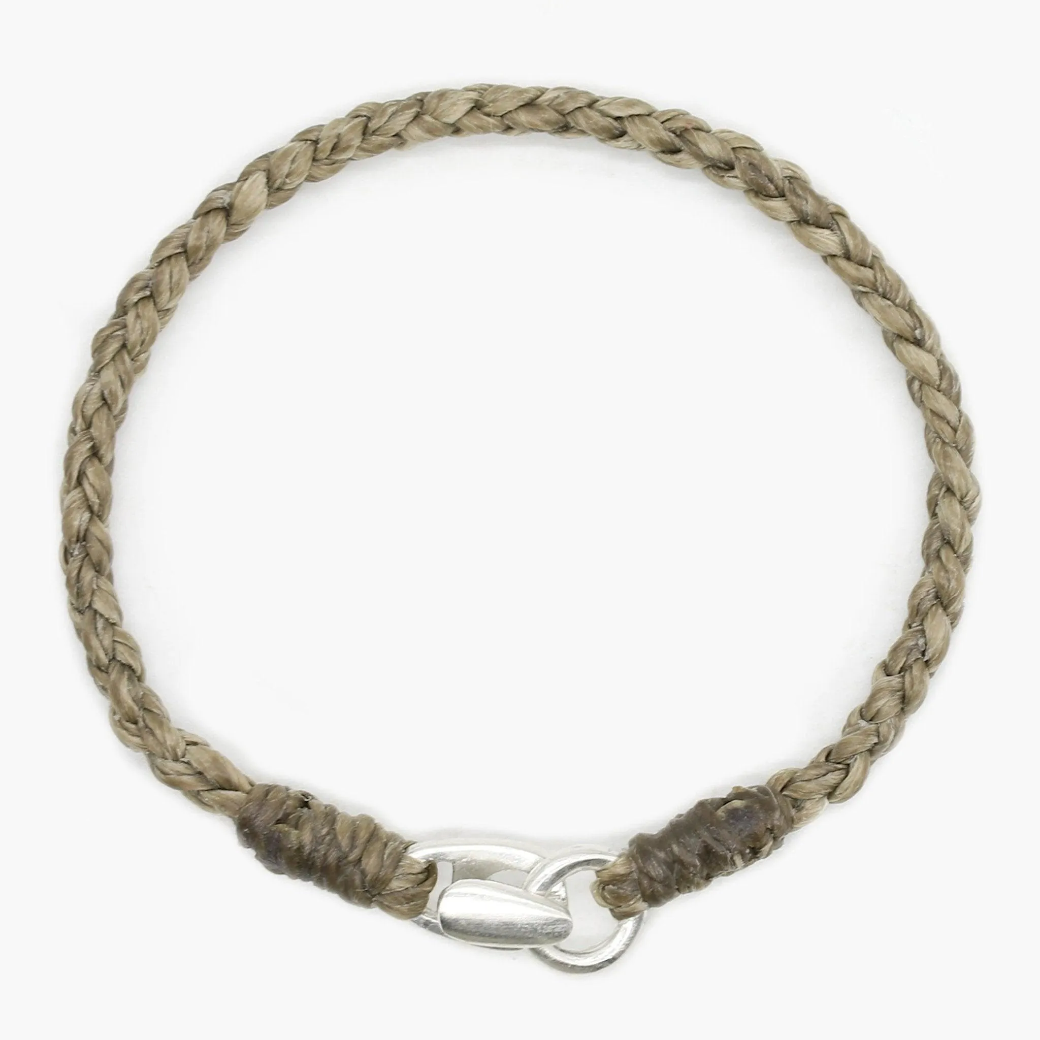 Braided "Antibes" Bracelet With Silver Clasp (Light Brown)