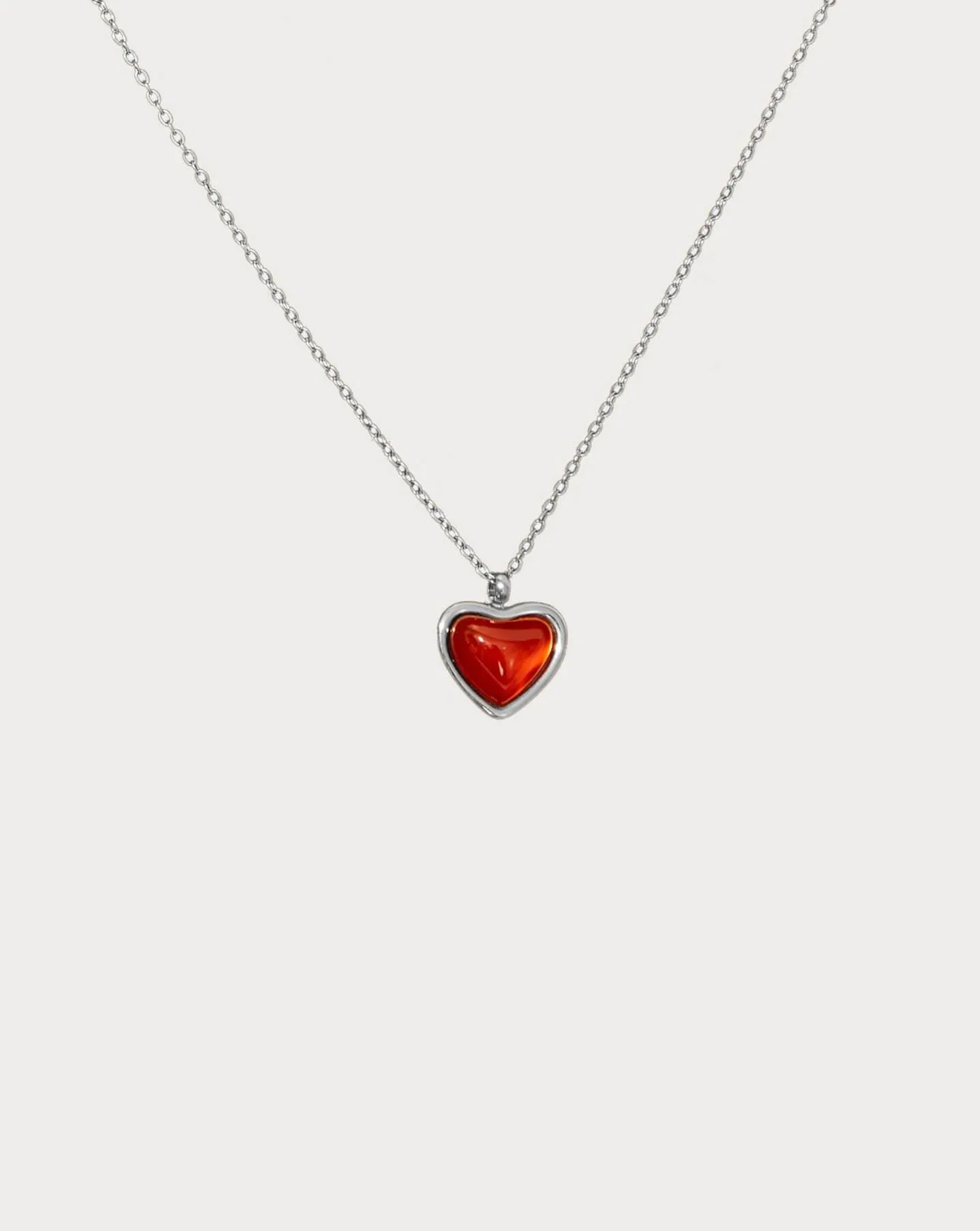 Carnelian Stone Heart Necklace