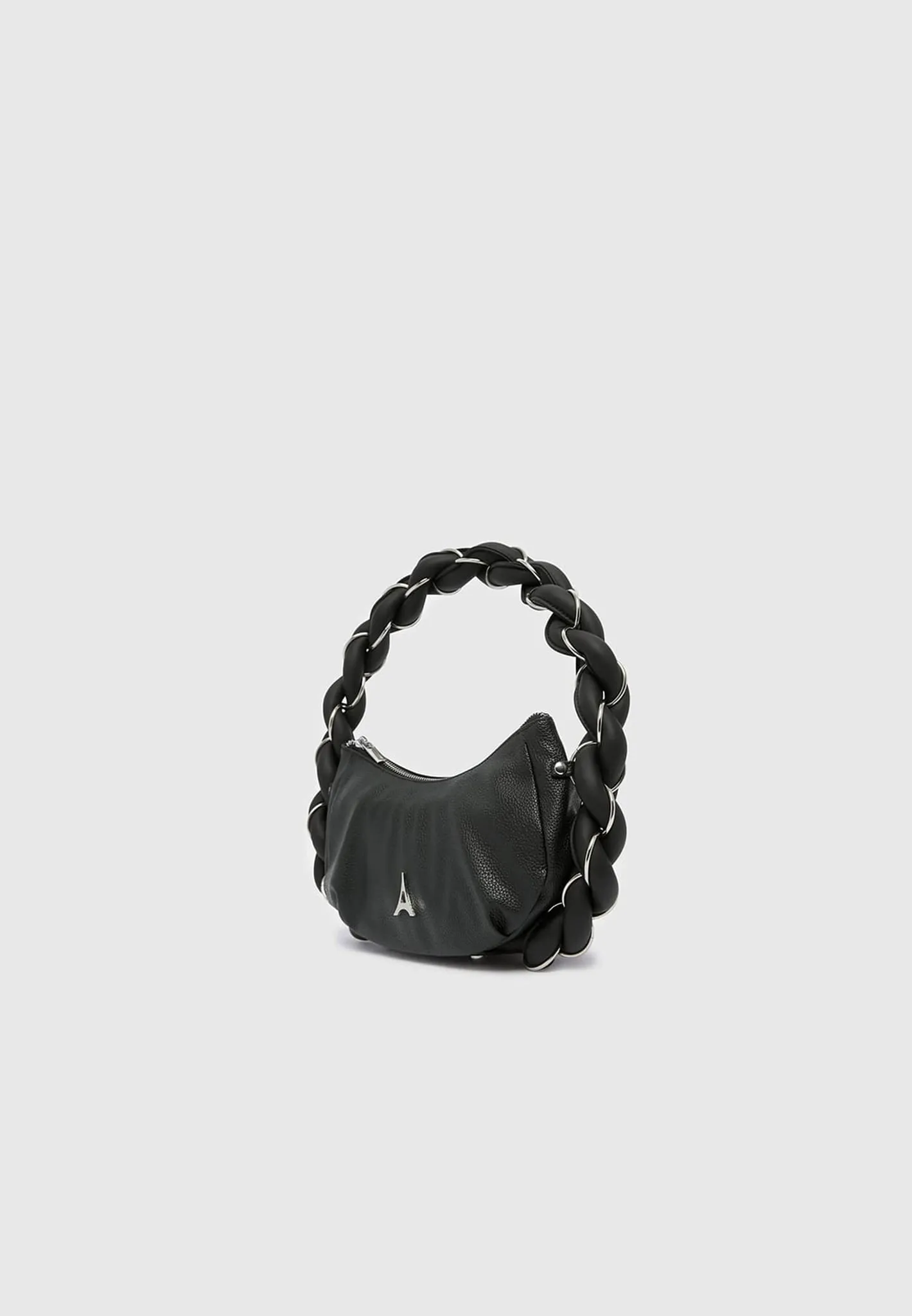 Chain Plaited Rope Handbag - Black