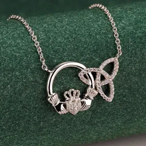 Claddagh & Triquetra Necklace - Sterling Silver