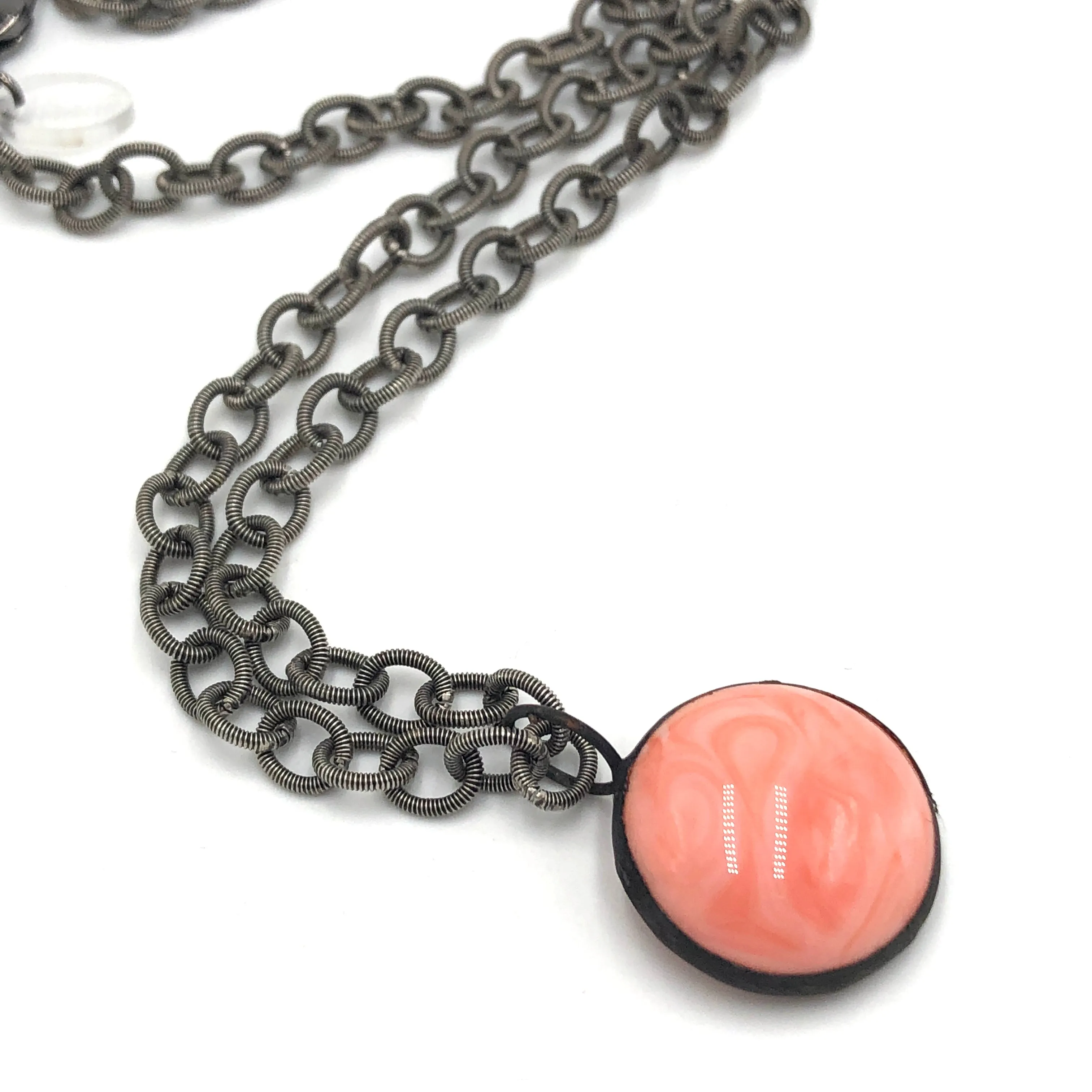 Coralline Pink & Guitar String Layering Necklace