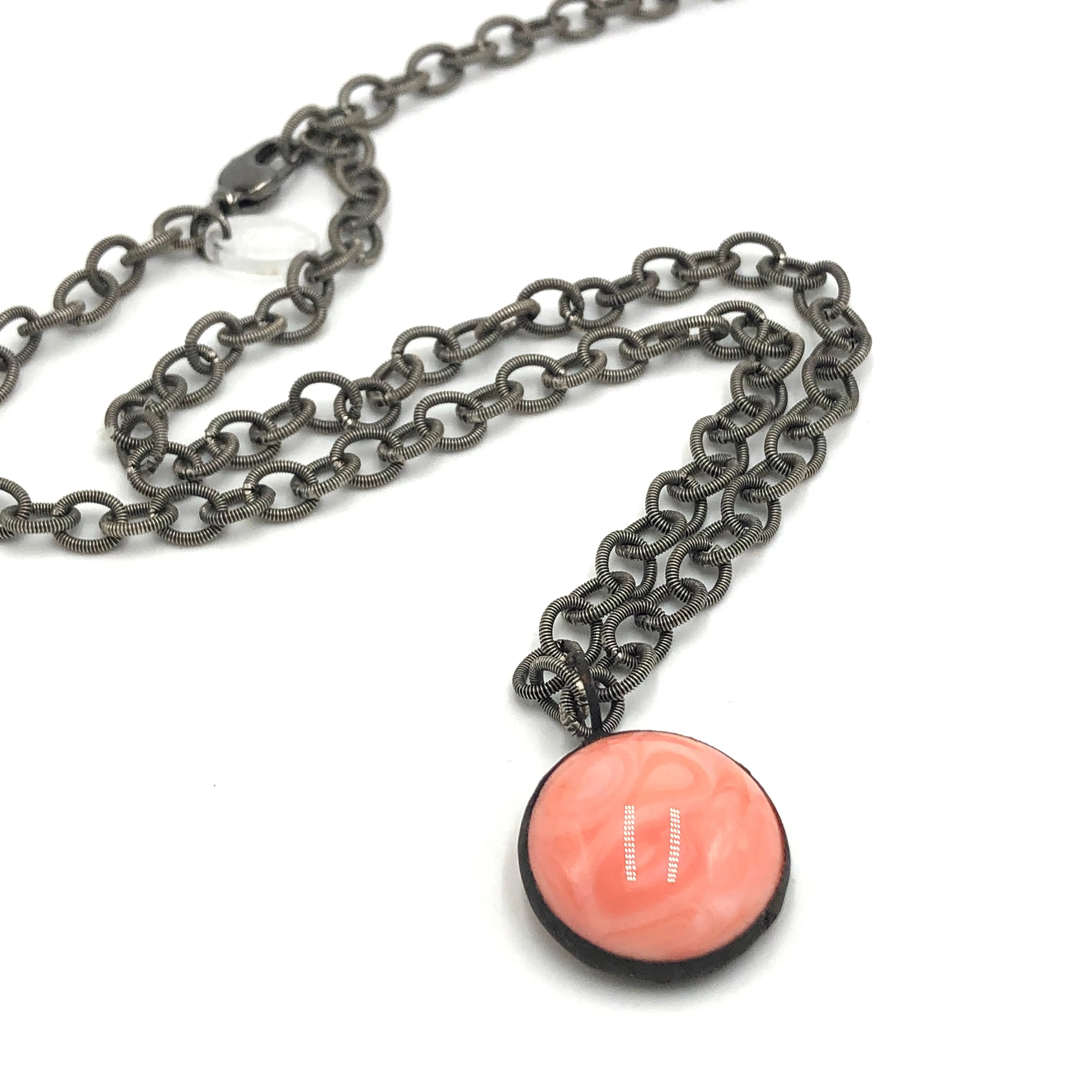 Coralline Pink & Guitar String Layering Necklace