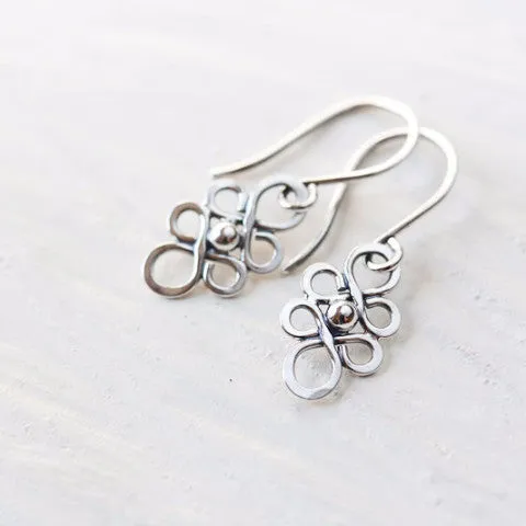 Dainty Handcrafted Silver Earrings, Tiny short sterling silver filigree dangles