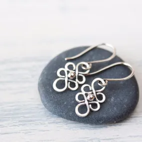 Dainty Handcrafted Silver Earrings, Tiny short sterling silver filigree dangles