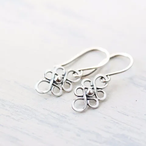 Dainty Handcrafted Silver Earrings, Tiny short sterling silver filigree dangles