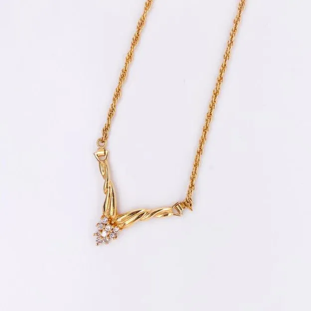 Diamond Cluster Chevron Necklace