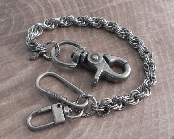 Double Rope Distressed Knight Hack Shorty Wallet Chain