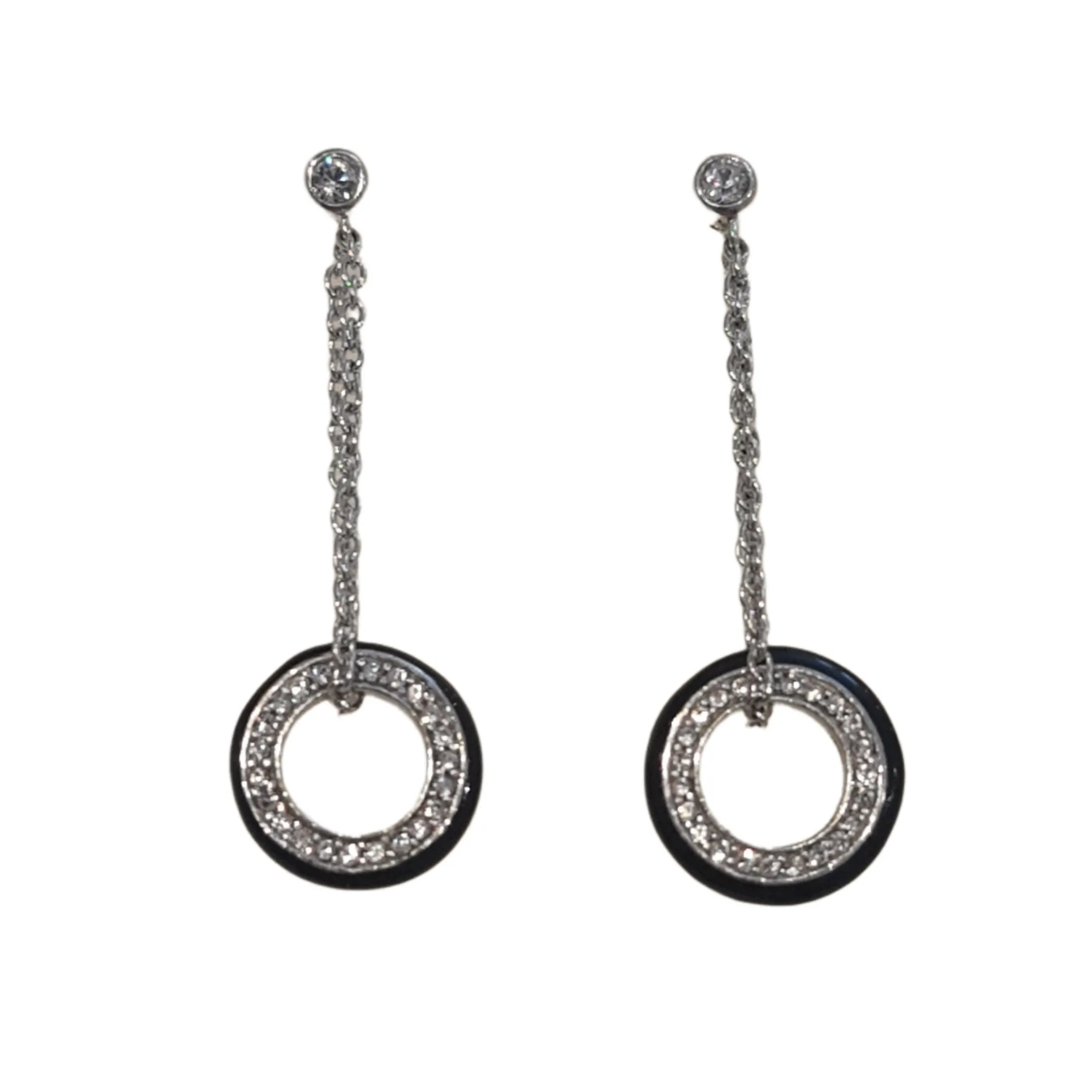 Elise Black Onyx stone CZ earrings