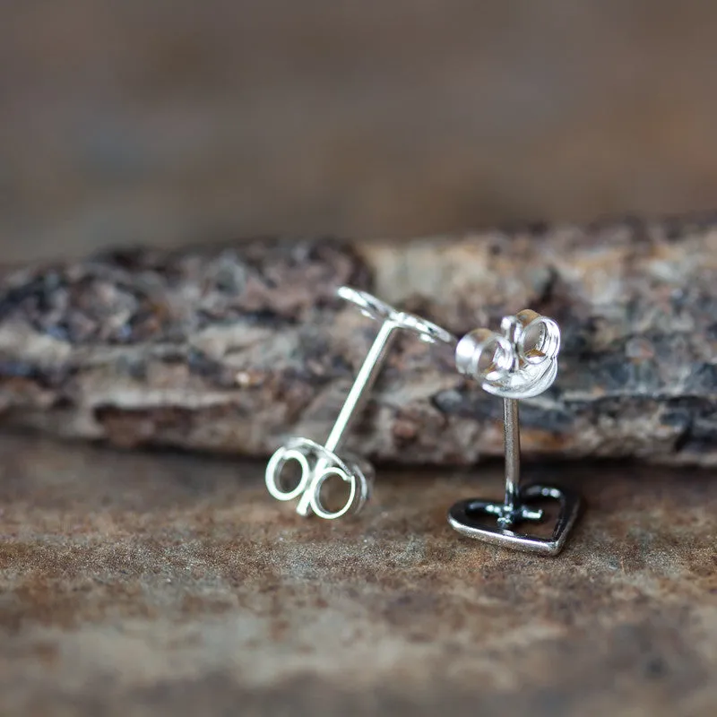 Endless Love - Mismatched Stud Earrings, heart and infinity symbol