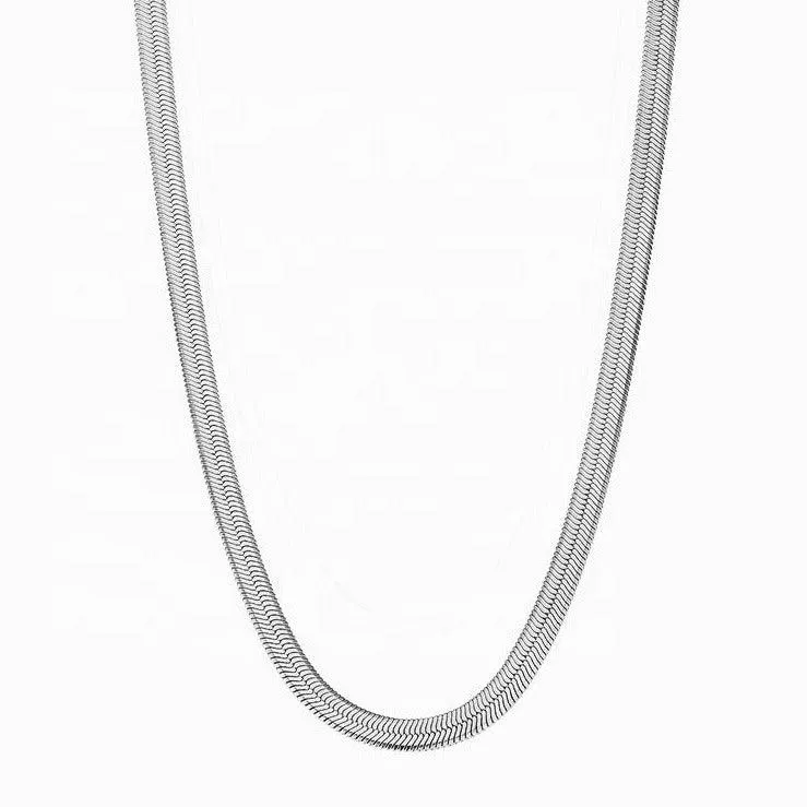 Evelyn Silver Herringbone  Necklace