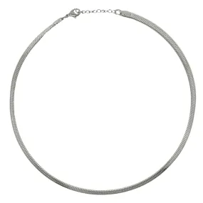 Evelyn Silver Herringbone  Necklace