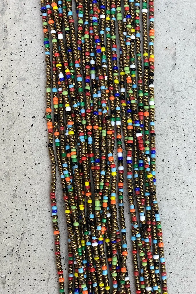 Extended Length 60 Inch Bronzed Rainbow Waist Beads