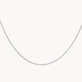 Fine Curb Chain Necklace in Silver