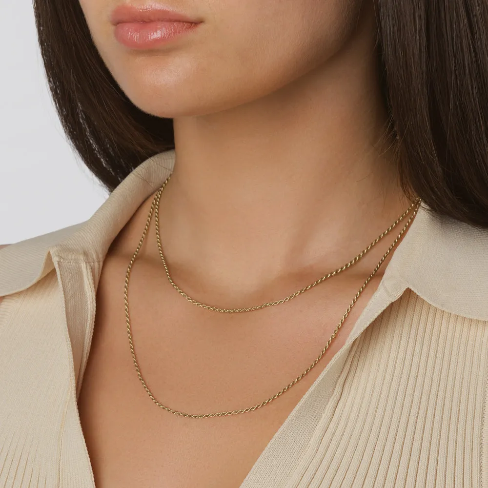 Fine Rope Chain Necklace in Gold