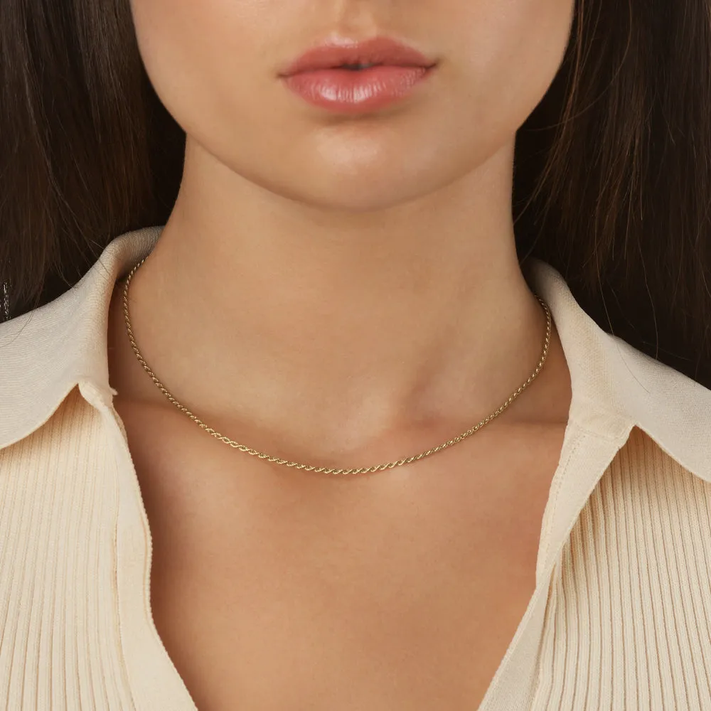 Fine Rope Chain Necklace in Gold