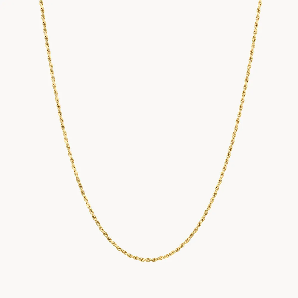 Fine Rope Chain Necklace in Gold