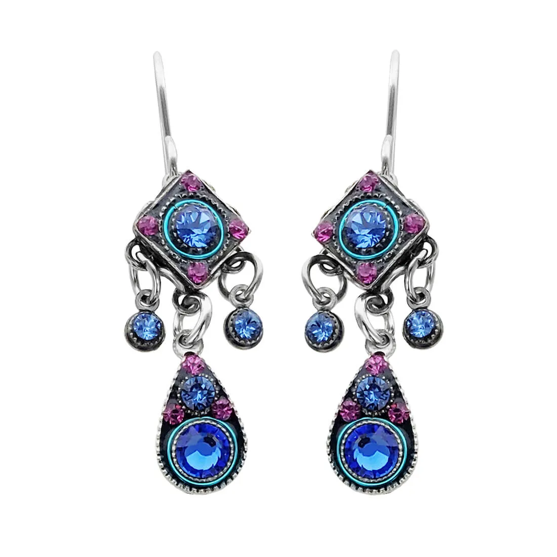 Firefly Mosaic Sappire Crystal Drop Earrings