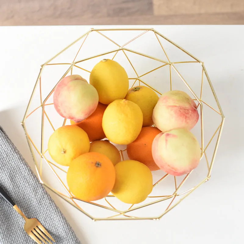 Geometric Copper Wire Fruit Basket