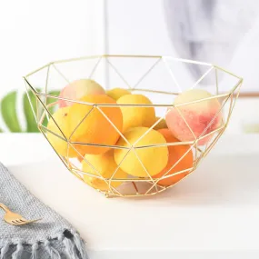 Geometric Copper Wire Fruit Basket