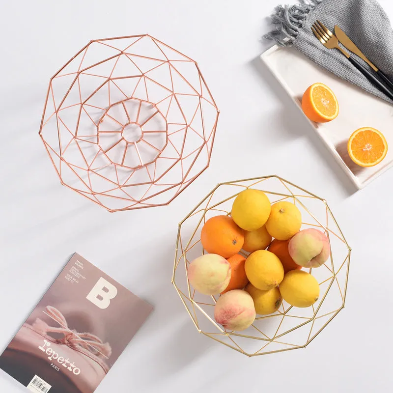 Geometric Copper Wire Fruit Basket