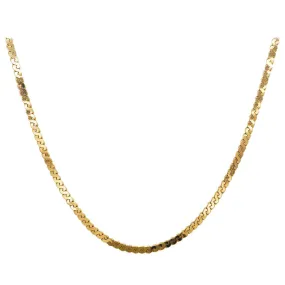 Gold Serpentine Chain in 14 Karat Yellow Gold, Flat Link Wide Chain