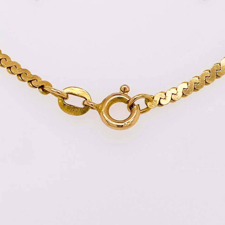 Gold Serpentine Chain in 14 Karat Yellow Gold, Flat Link Wide Chain