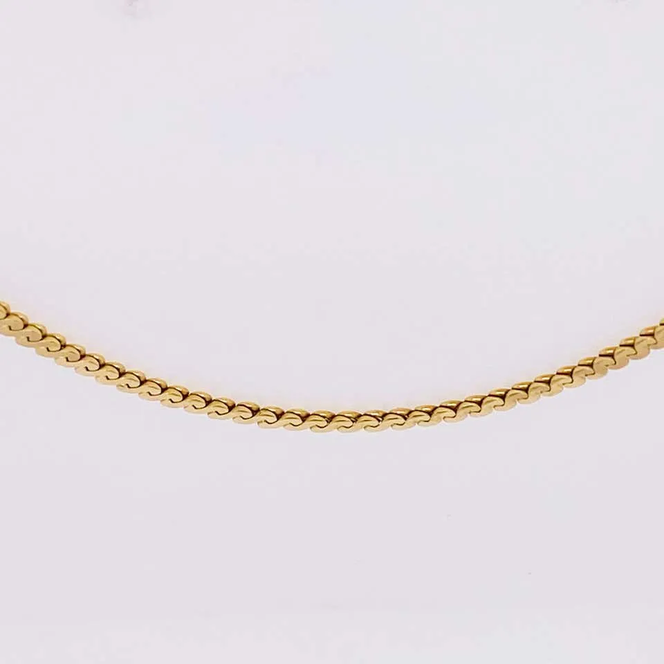 Gold Serpentine Chain in 14 Karat Yellow Gold, Flat Link Wide Chain