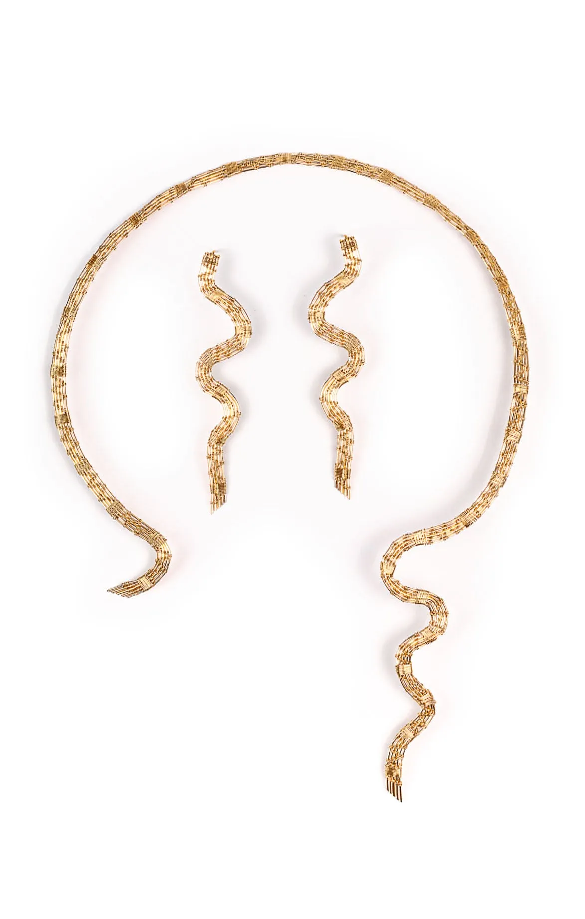 Gold Woven Snake Earrings