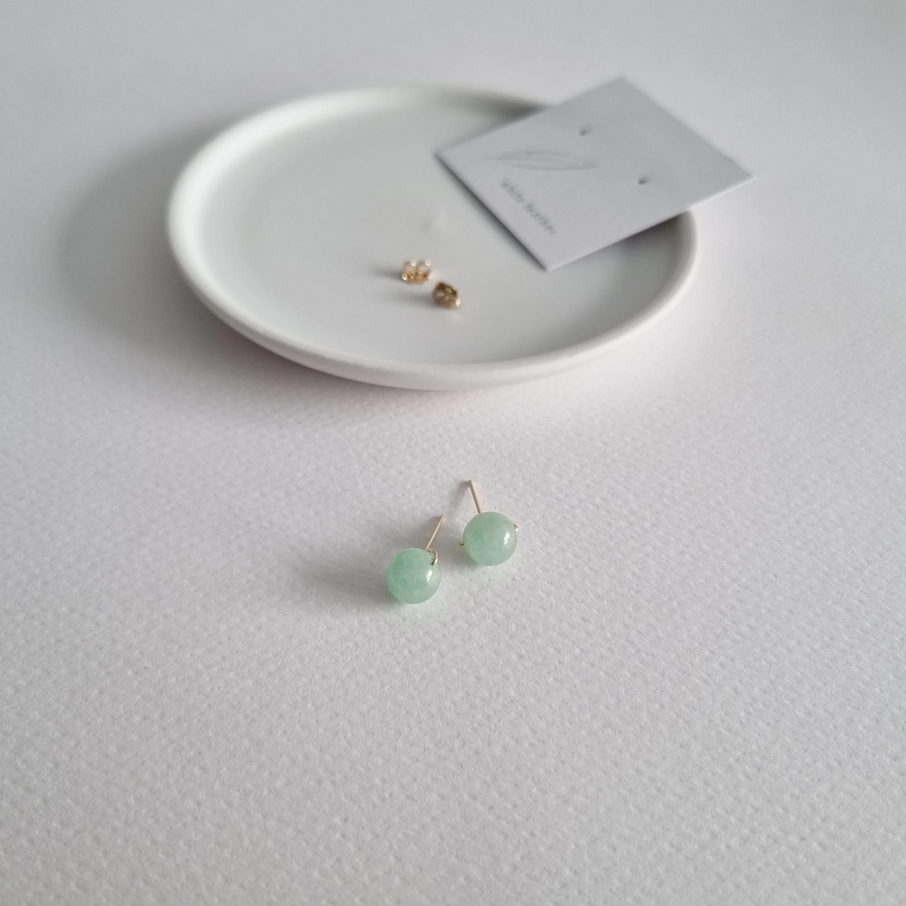 Green Jade Earstuds 8mm (Basic) 14k Gold-filled