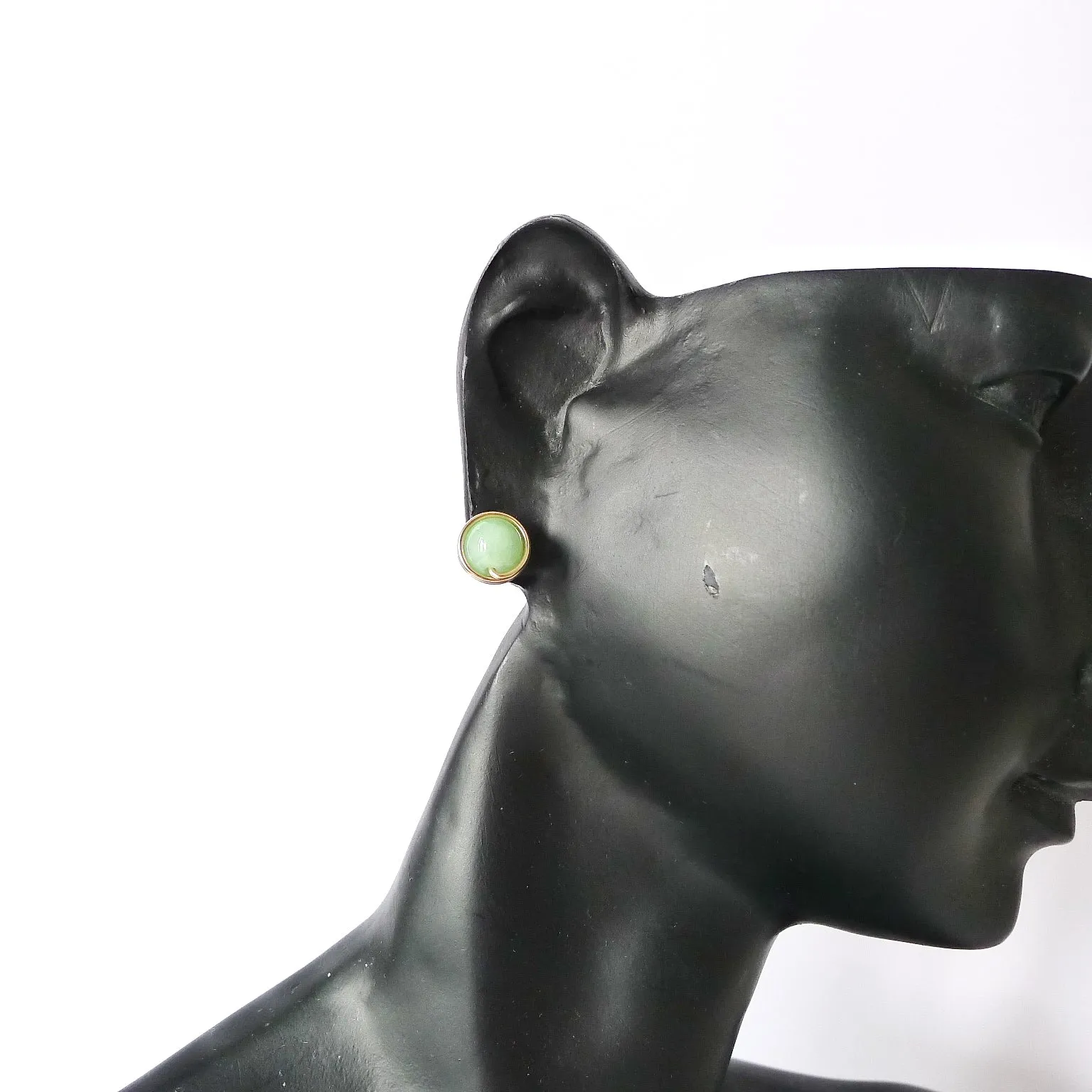 Green Myanmar Jade Earstuds / 14k Gold-filled