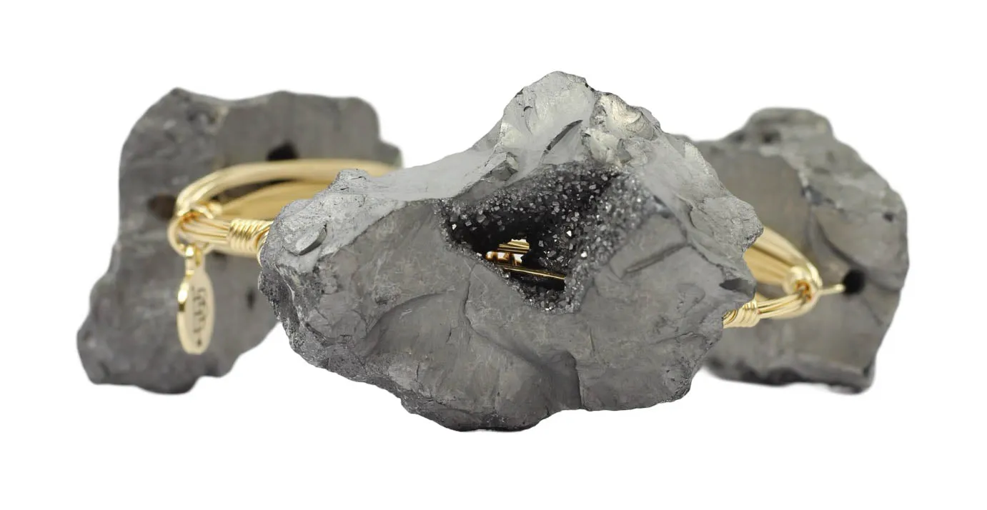 Grey Geode Bangle Bracelet