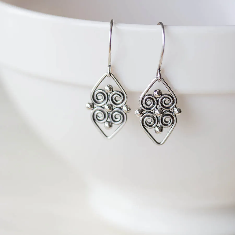 Handcrafted silver earrings, short dangles