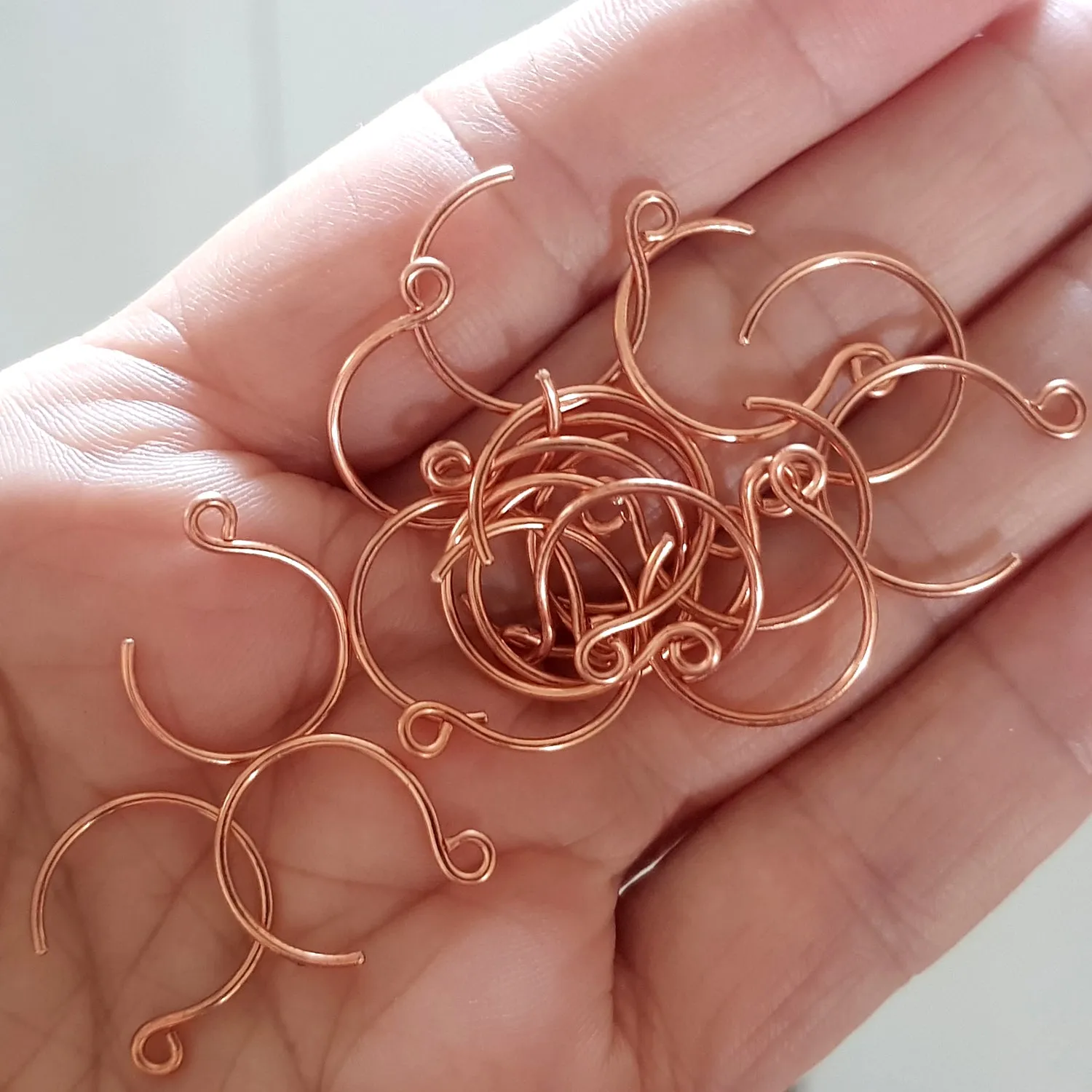 Handmade Copper Circle Ear Wires/Hooks - Jewellery Making Supply (F-C007/EH5 BULK (10 pcs)