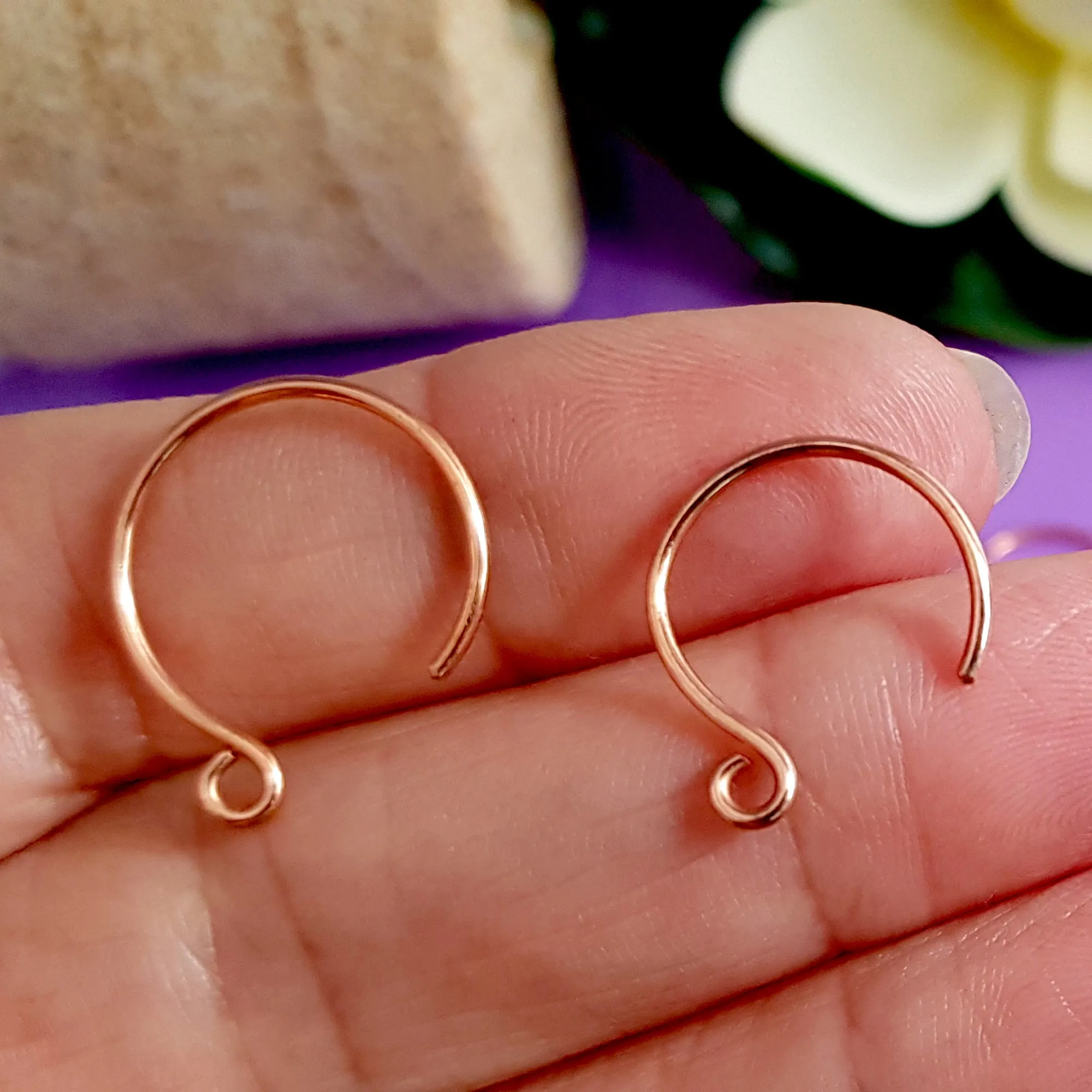 Handmade Copper Circle Ear Wires/Hooks - Jewellery Making Supply (F-C007/EH5 BULK (10 pcs)