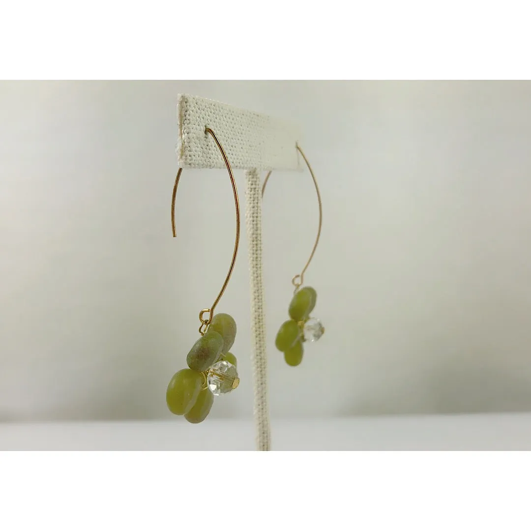 HANDMADE Natural Stone with Swarovski Crystal Cherry Blossom Flower Earring