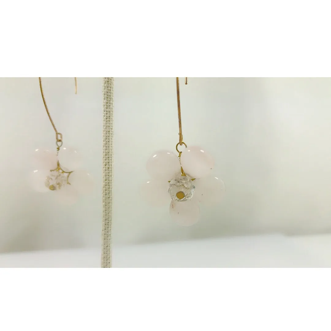 HANDMADE Natural Stone with Swarovski Crystal Cherry Blossom Flower Earring