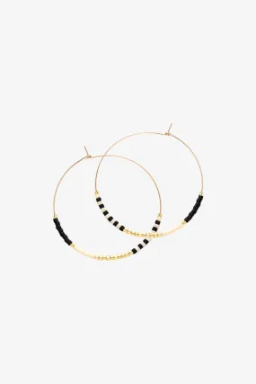 Japanese Seed Bead Hoops | Bone & Black