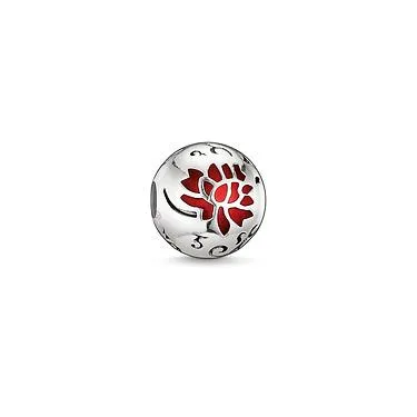 KARMA BEAD - STERLING SILVER RED ENAMEL FLOWER BEAD