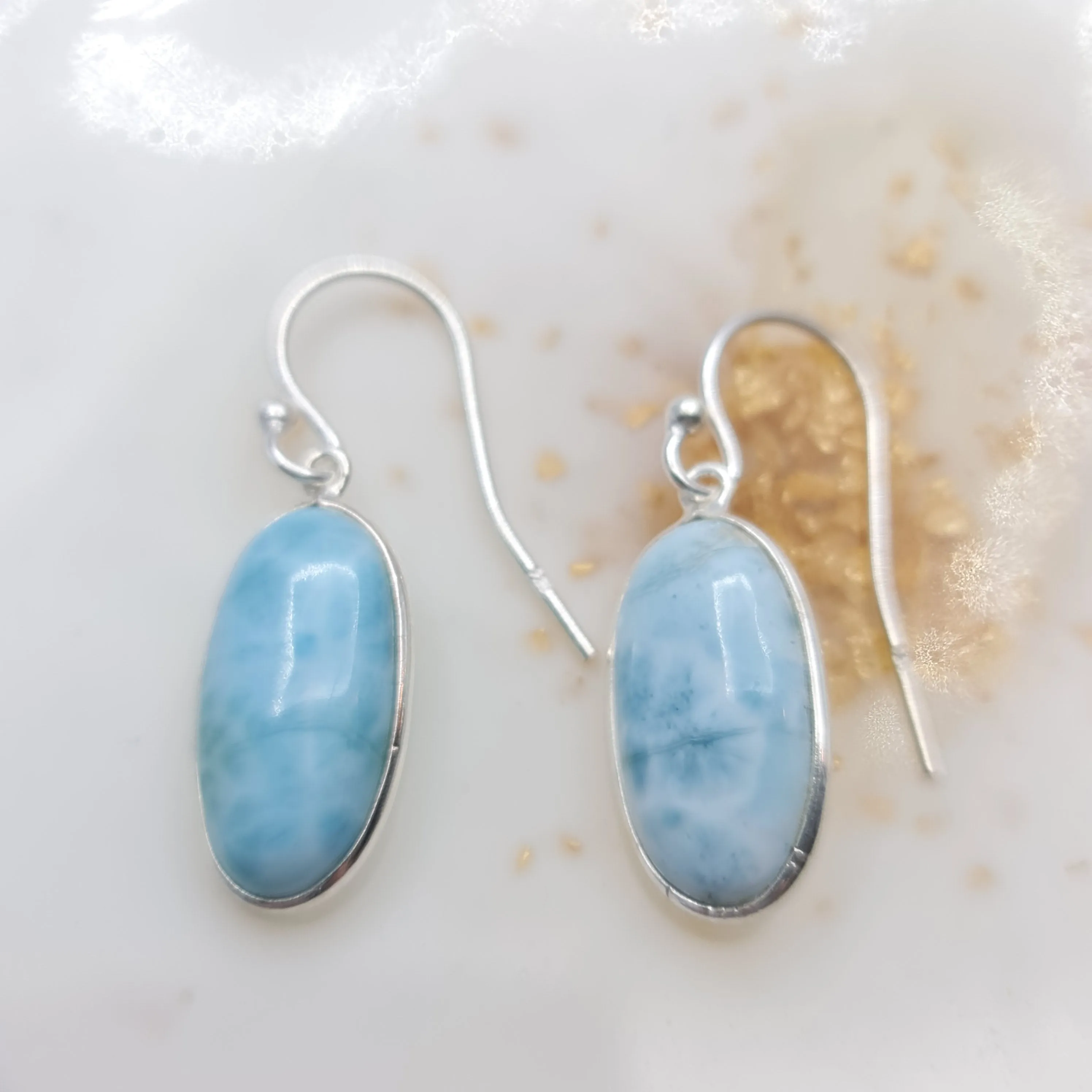 Larimar drop oval earrings