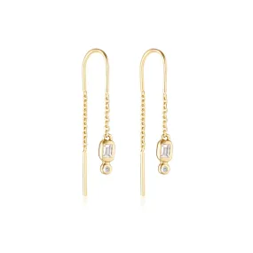 Linda Tahija Form Thread Earrings White Topaz, Gold